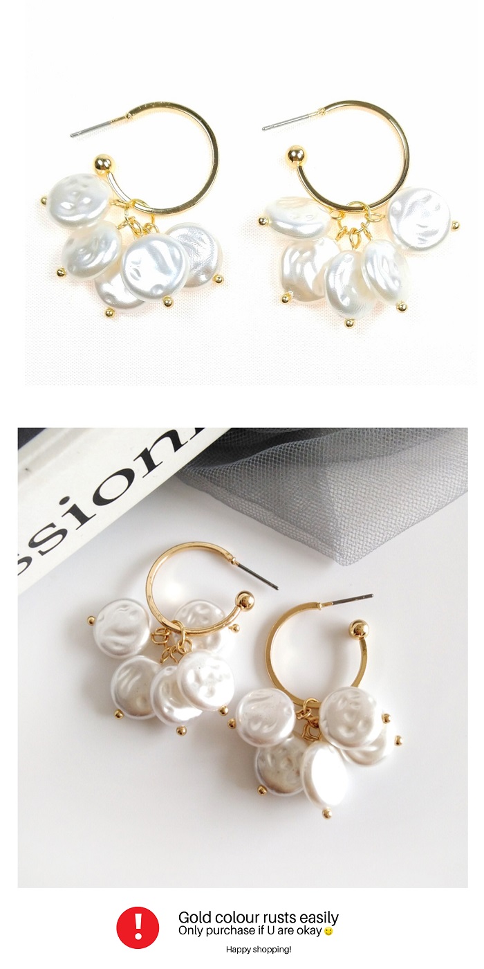 B-MSY-477E1 Pearl White Hoop Circle Korean Earrings Malaysia